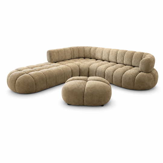 Balaz Sectional Sofa - white background product view with matching ottoman