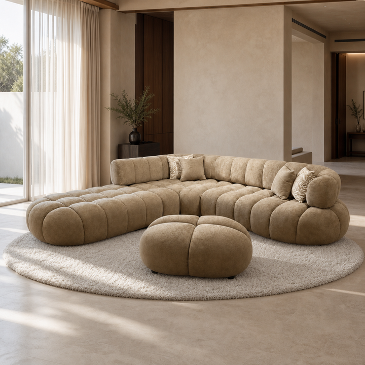 Balaz Sectional Sofa - lifestyle front-left view with matching ottoman