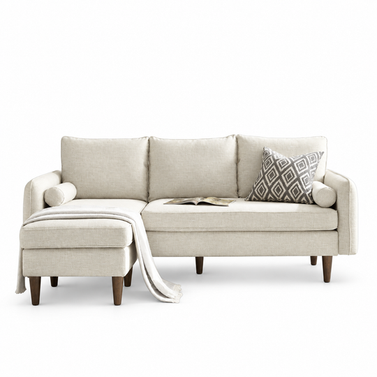Joplin Sectional Sofa with ottoman on a clean white background