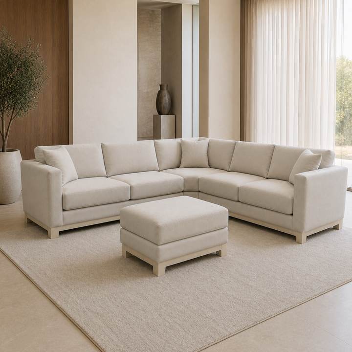 Mira Sectional Sofa - lifestyle front-left view with matching ottoman