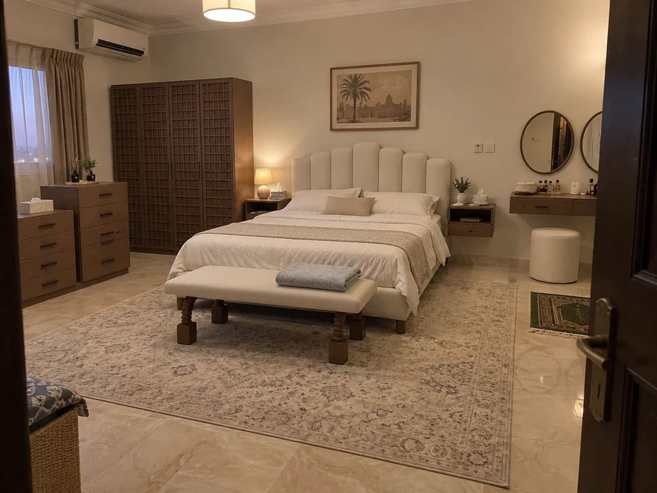 
Dune Round Pouf — in a Saudi home