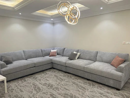 A spacious grey seating arrangement — KLIK customer-home photograph