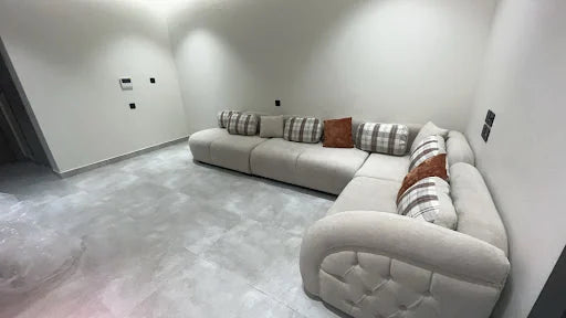 Another view of the light corner sofa — KLIK customer-home photograph
