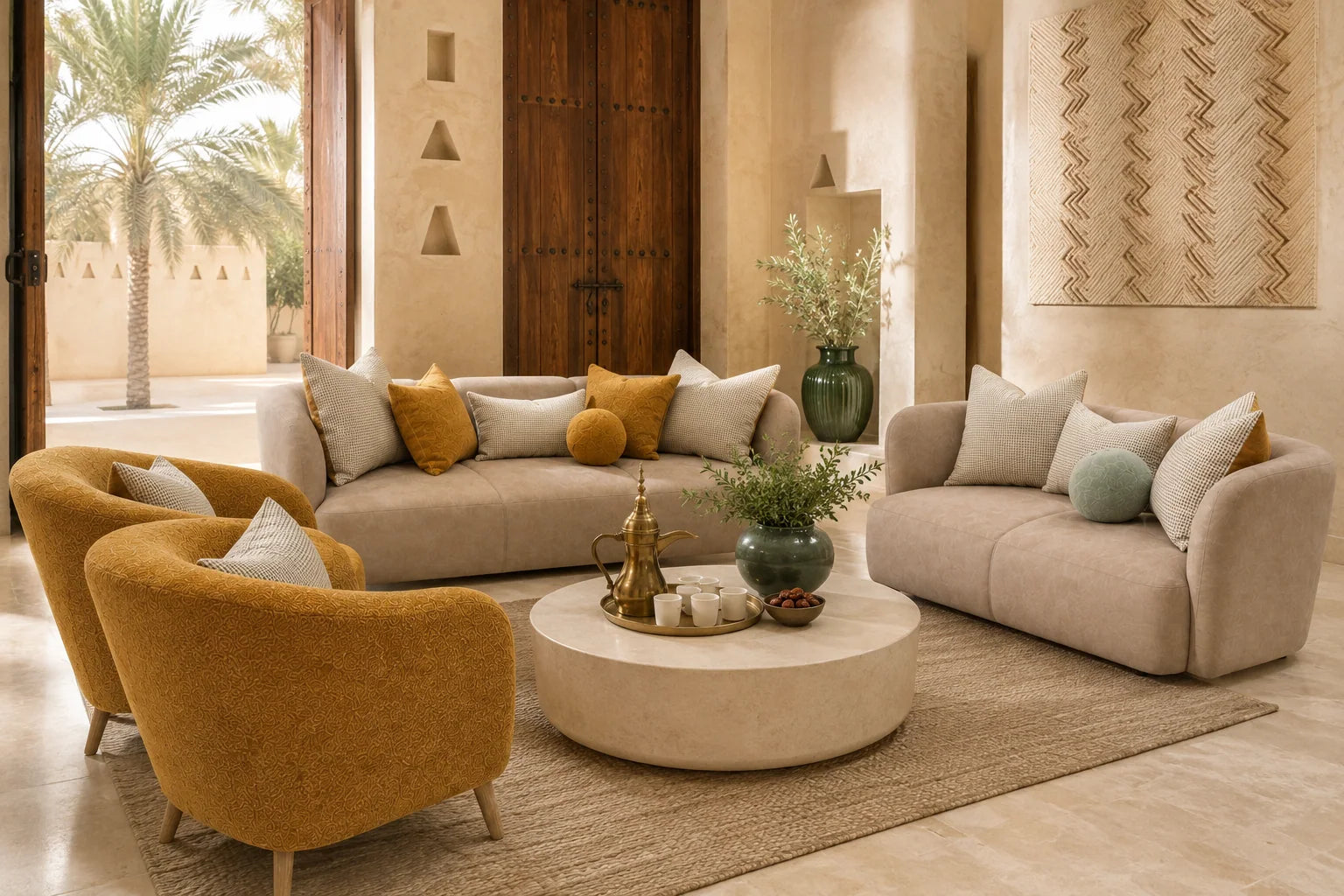 Graffi sofa set in a styled Saudi home — room inspiration